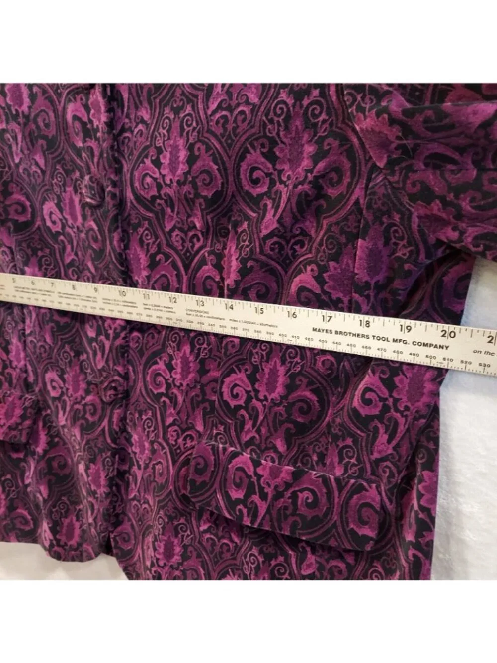VTG Karen Scott Velvet Cotton Blazer Black Purple filigree Women 14 Career Retro